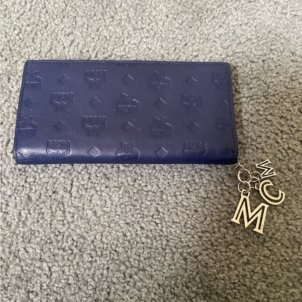 Authentic MCM Navy Wallet with Logo Charm